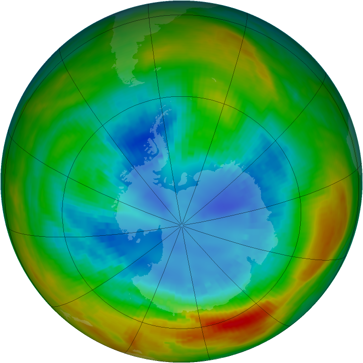 Antarctic ozone map for 28 August 1984
